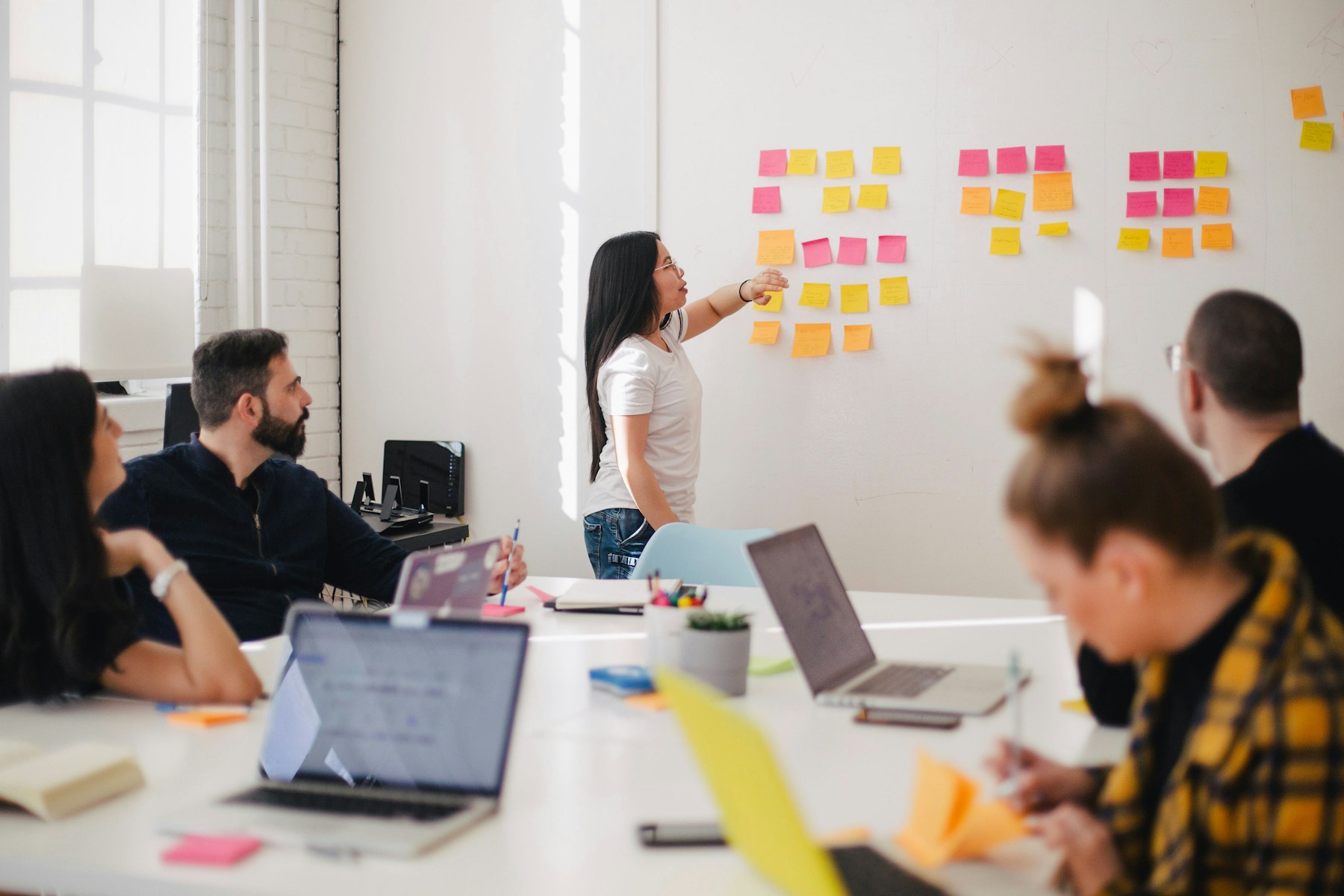 Marketing team planning content in a workshop